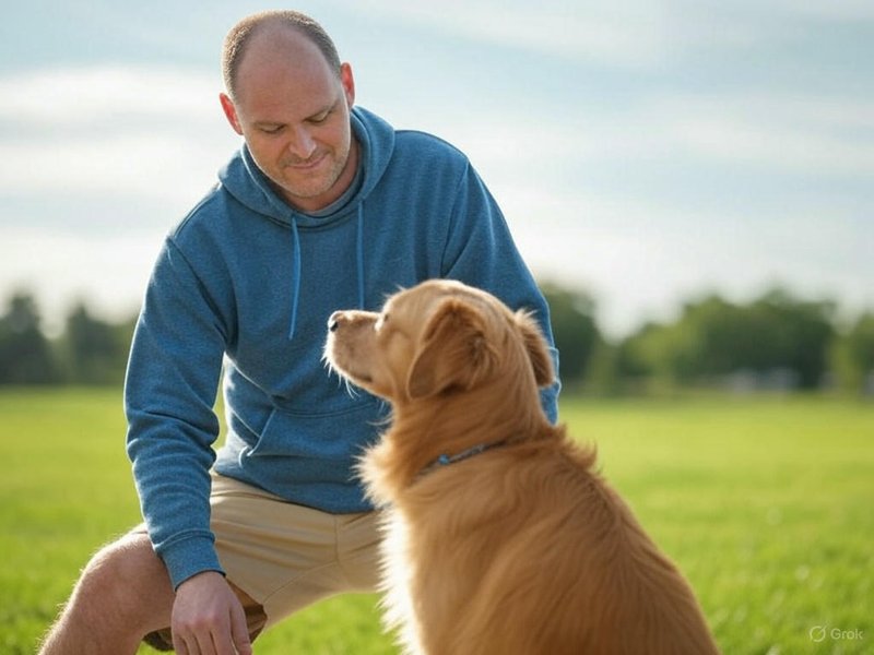 Man training dog at dog park